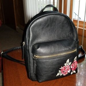 rose embroidered mini backpack